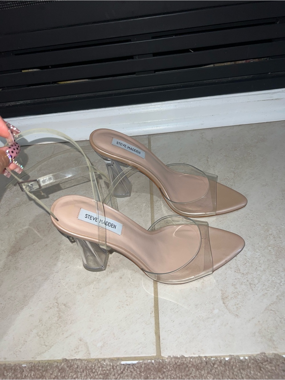 Steve Madden Nude Clear Strap Heeled Sandals